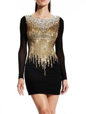 2 Johnathan Kayne by Joshua McKinley Embellished Black Mini Dress